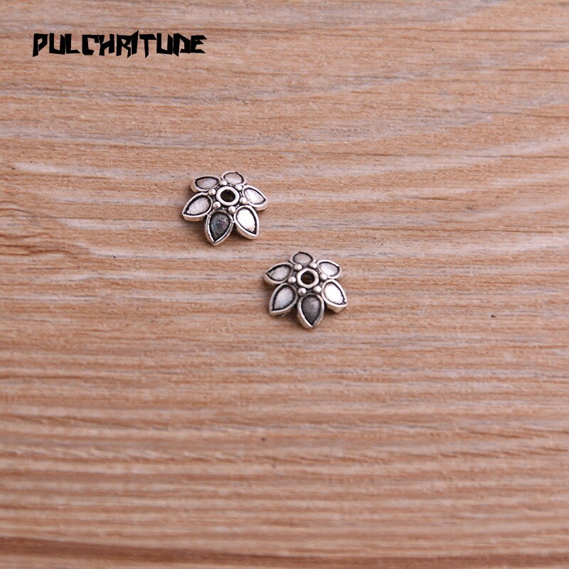 100pcs 3*9*10mm Two Color Retro Bead Caps Charm Hollow Flower Pendants Jewelry Accessories DIY Receptacle Charms