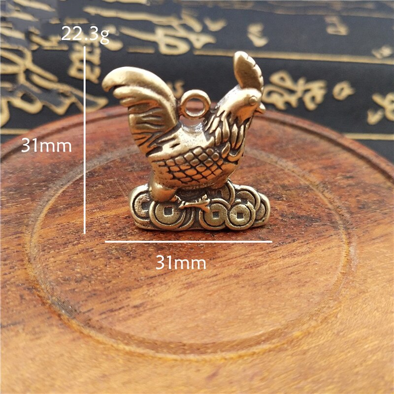 Antik bronze velkommen afskærmet løve konge statue hjem feng shui dekorationer heldig kobber ugle miniature figurer bordpynt: Kylling