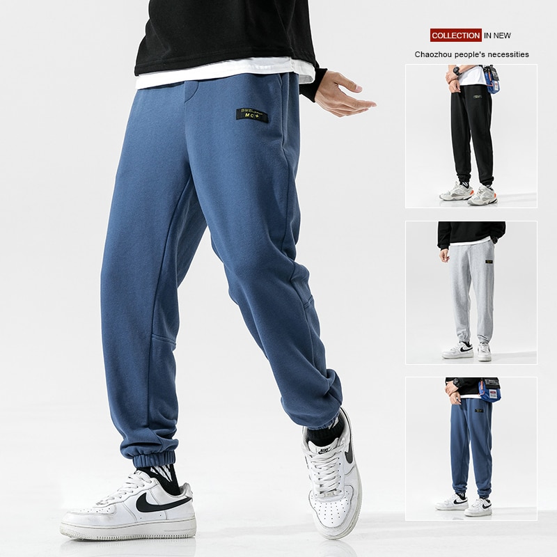 Spring bomuld joggers herre sport joggingbukser herre løbetræningsdragt herre træningsbukser streetwear herre blå bukser