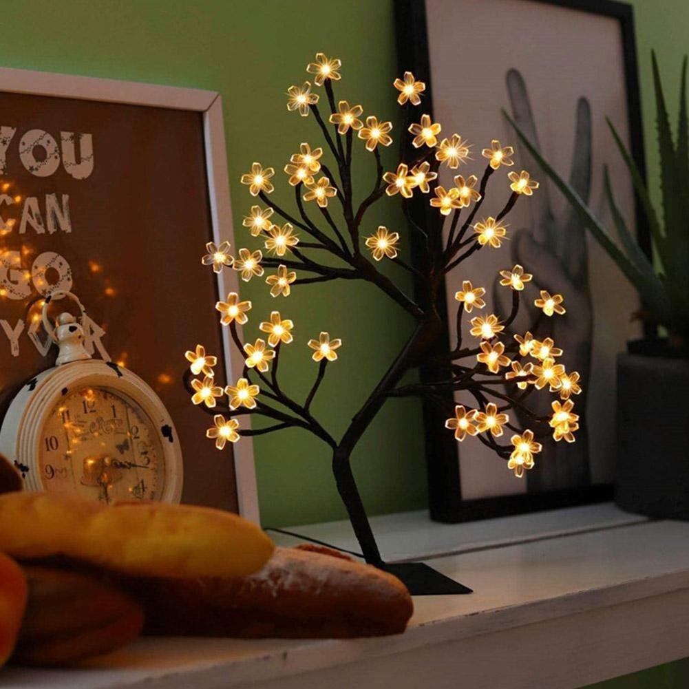 LED Tisch Lampe Baum Usb Blume Neue Jahr der Dekor 2022 Zimmer Ornament Grinc Weihnachten Dekoration Lichter Innen Schlafzimmer