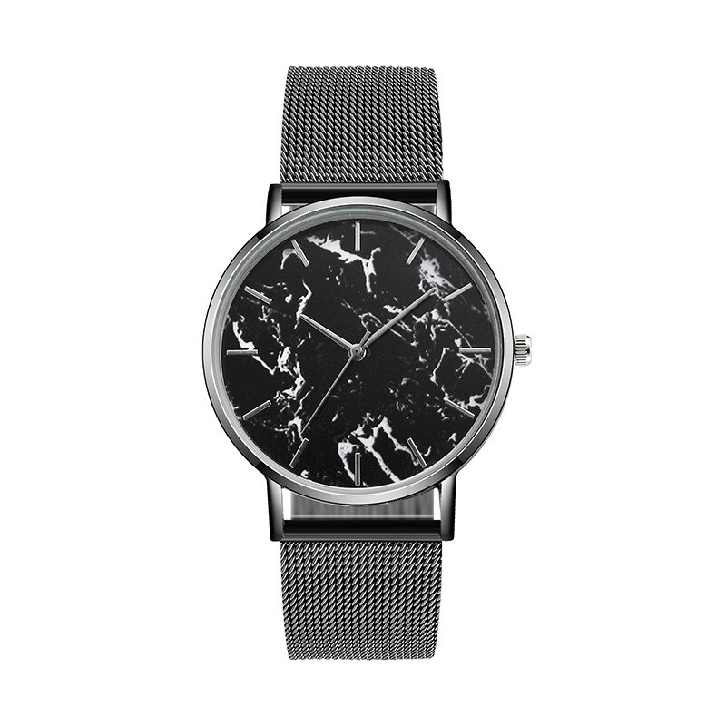 or Rose maille bande créative marbre femme montre-bracelet de luxe femmes montres à Quartz Relogio Feminino directe: Black