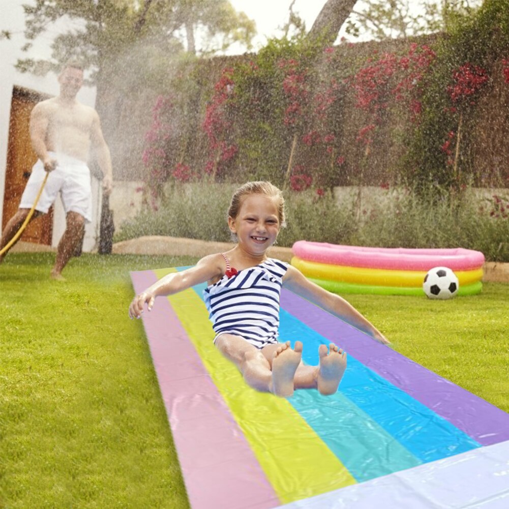 Water Slide Children Rainbow Water Slides PVC Surfboard Single Surf Water Spray Toy Funny Backyard Outdoor Kids Adult Toys