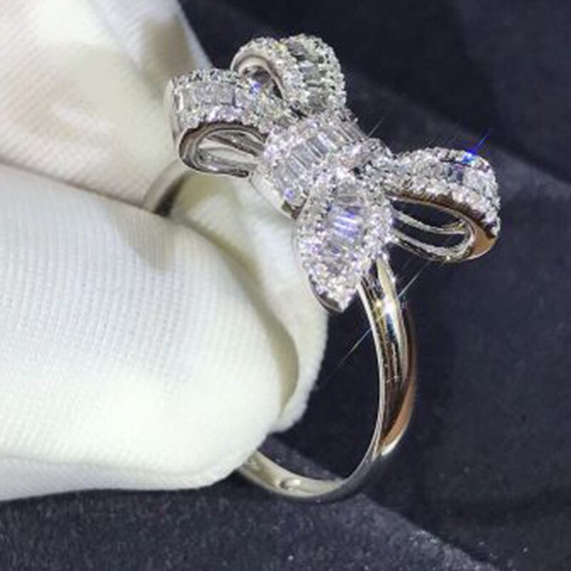 Milangirl frauen Große Neue Bogen Quadrat Eingelegten Ring SchöNe Vergoldet Hochzeit Ring