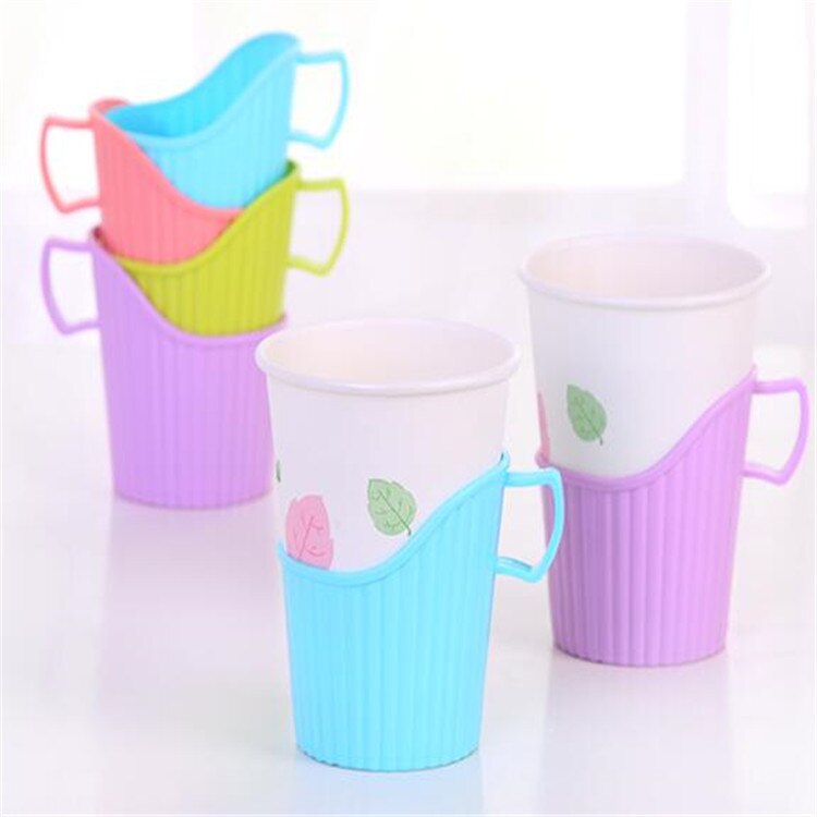 3 PCS Porable Plastic Disposable Paper Cup Holder Heat Cold Insulation