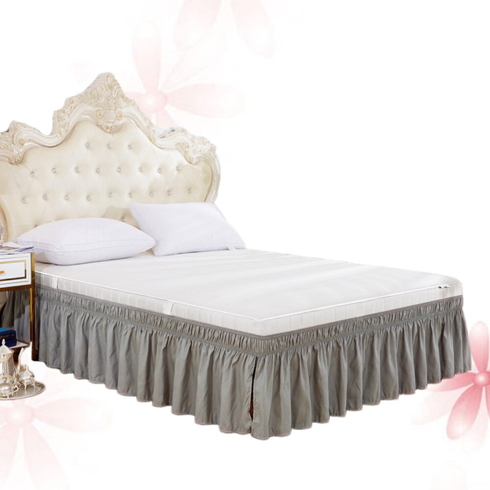 1pc lagner sengetøj plisseret nederdel støv flæse seng skjorte seng tilbehør bouffancy seng nederdel til seng hotel: Lysegrå
