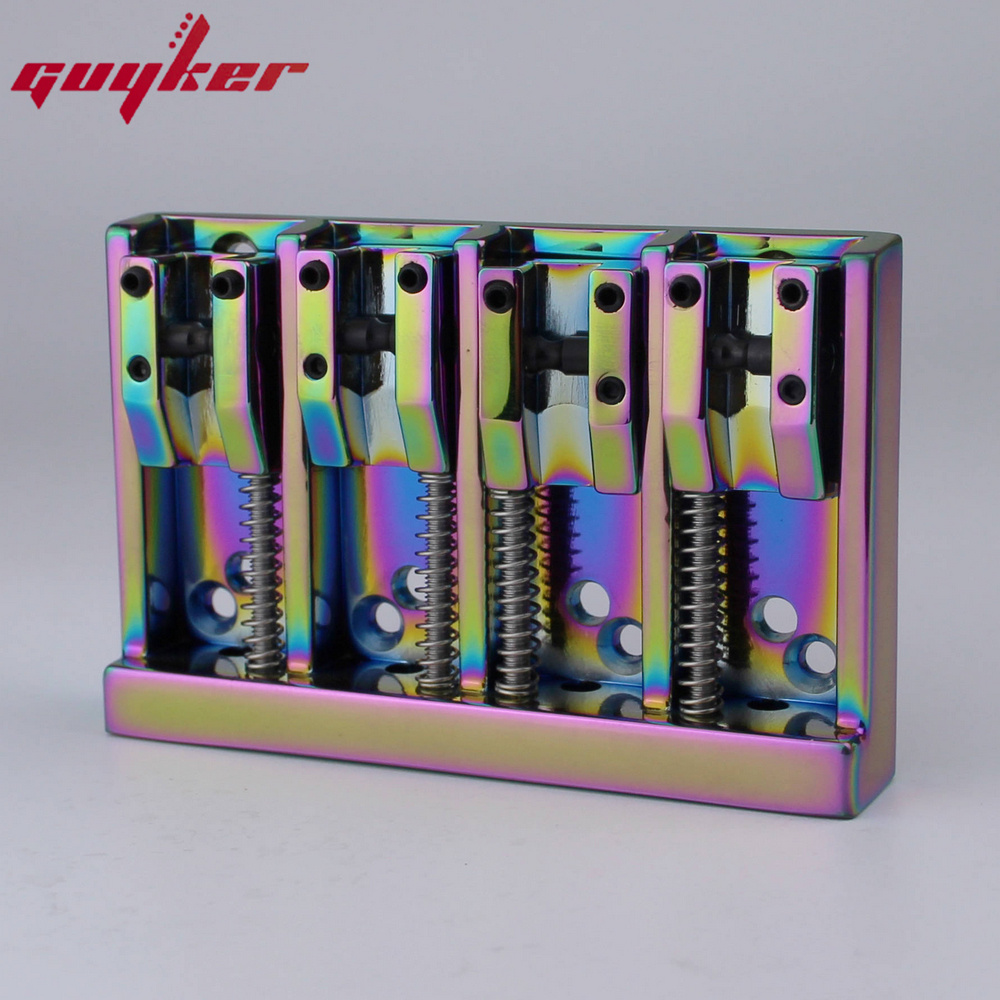 4 String High Mass Vintage Machined Adjustable Bass Bridge Chrome /Black/Gold: Yellow