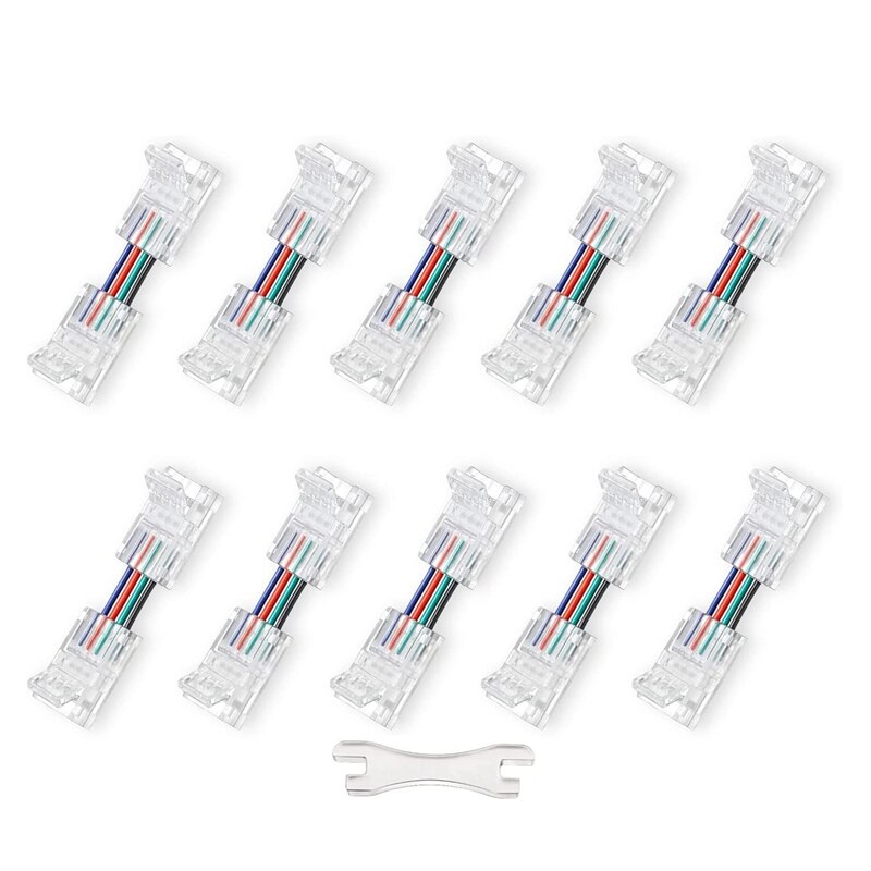 4-Pin Rgb Led Licht Strip Connectors, 0.39Inch Solderless Adapter Terminal Uitbreiding Connector Voor 5050 Smd 4 Dirigent
