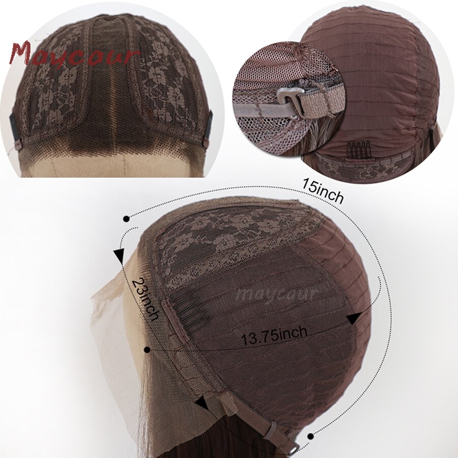 Maycaur Hittebestendige Bob Lace Front Pruiken Voor Vrouwen Ombre Blonde Korte Striaght Synthetisch Haar Pruik 14 Inch