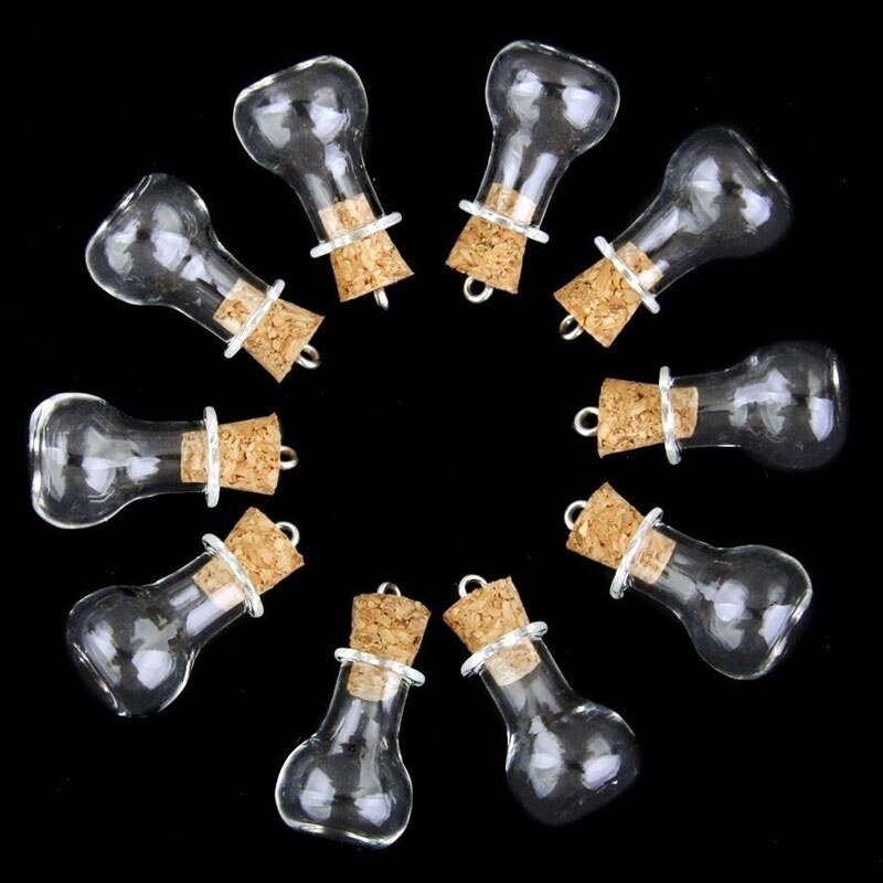 5 sztuk mini, któodnośnie chcą szklane butelki korka eliksir fiolki uroki naszyjnik wisiorek DIY