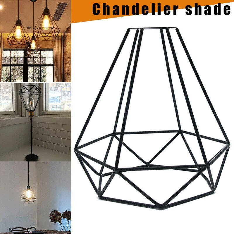 Metal Wire Cage Shaped Hanging Pendant Light Shade Steam Punk Industrial Decor Chandelier Lamp Cover Shade Without Bulb