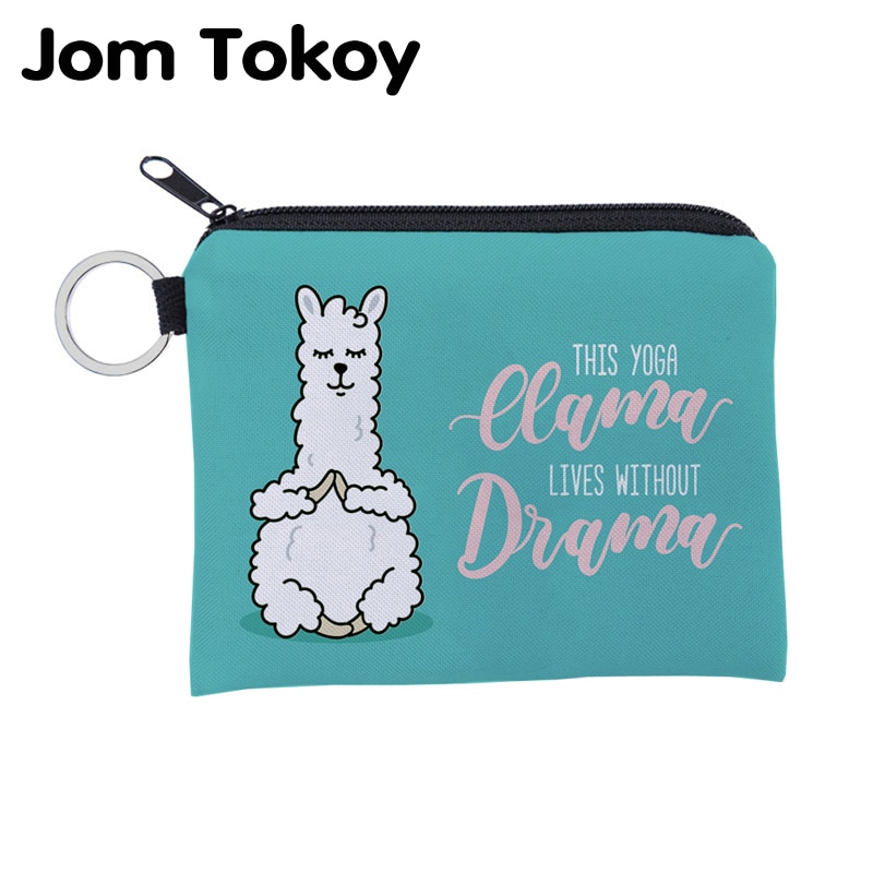 Jomtokoy alpaca udskrivning vandtæt pung kort nøglepose lille lynlås mønt pung kortholder mini firkantet tegnebog