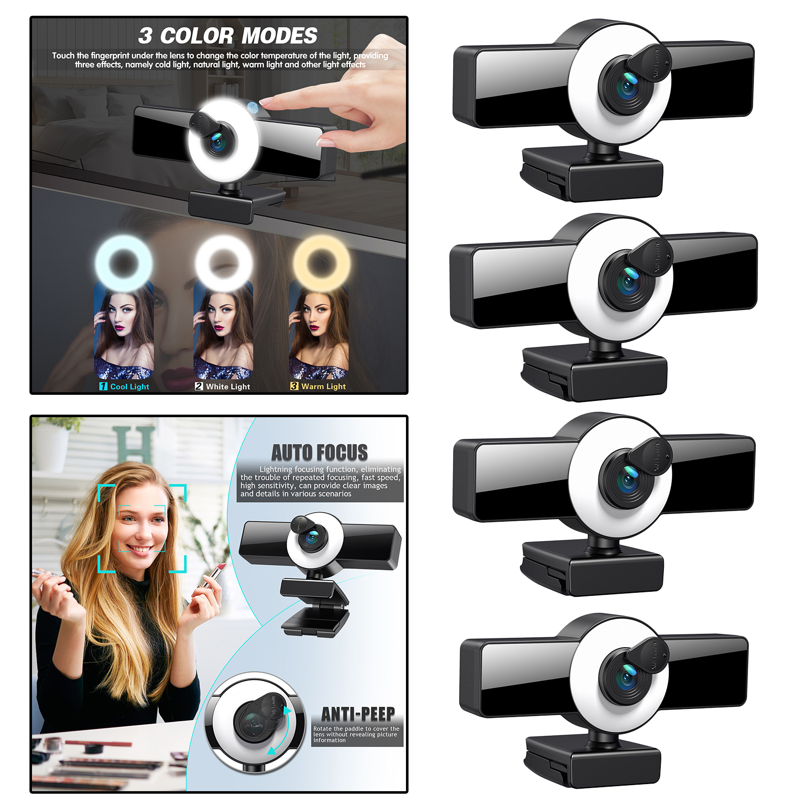 Web Camera Usb Computer Camera Auto-Focus Voor Pc Laptop Video Bellen Opname Conferencing Gaming