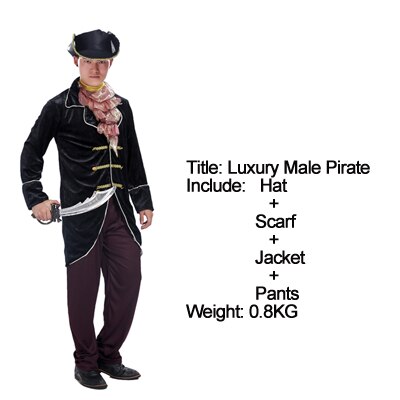 Traje de Cosplay de lujo para Halloween, disfraz de pirata, disfraz de adulto, hombre, Piratas del Caribe, Capitán Jack, disfraces de Sparrow: Default Title