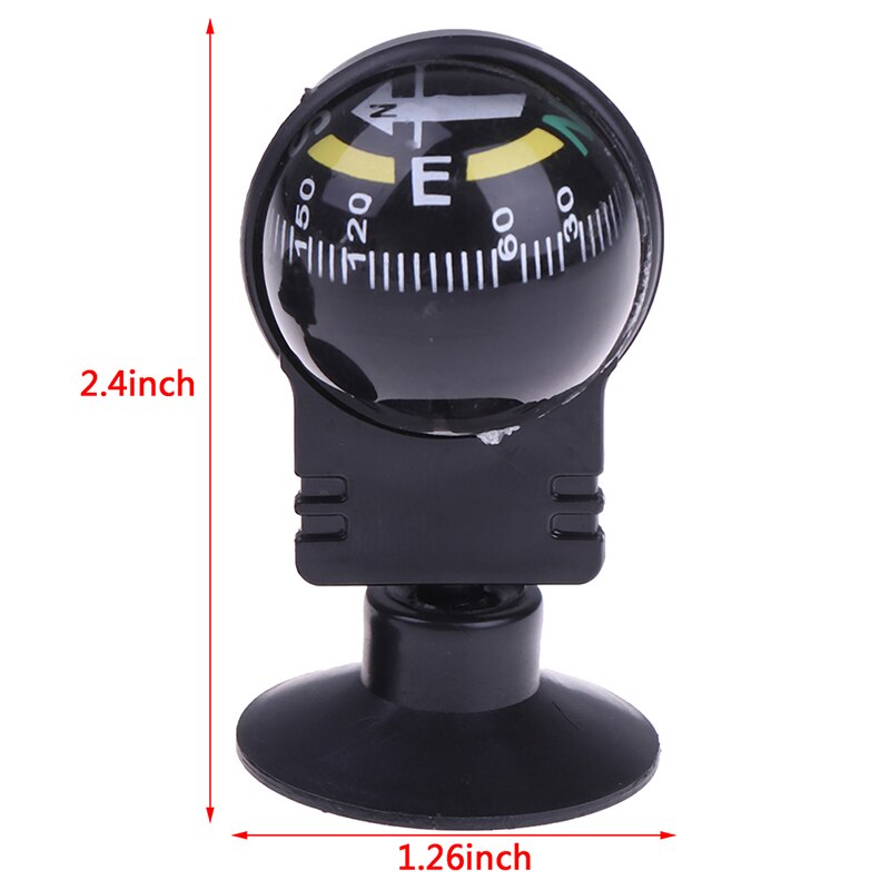 2.4x1.26 inch 1Pc 360 Degree Rotation Waterproof Vehicle Navigation Ball Shaped Car Compass with Suction Cup