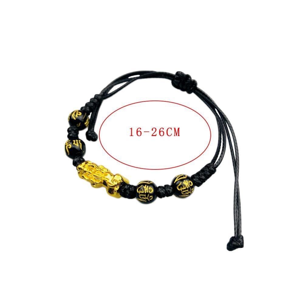 Feng Shui bracciale in ossidiana nera intrecciato bracciale Pixiu fortunato fatto a mano ricchezza amuleto intrecciato decorazione regalo Unisex