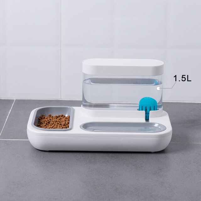 Automatic Pet Cat Bowl Dog for Cat Feeder Bowls Kitten Food Drinking Fountain 3L Capacity Dual-use Puppy Feeding Waterer Product: B gray