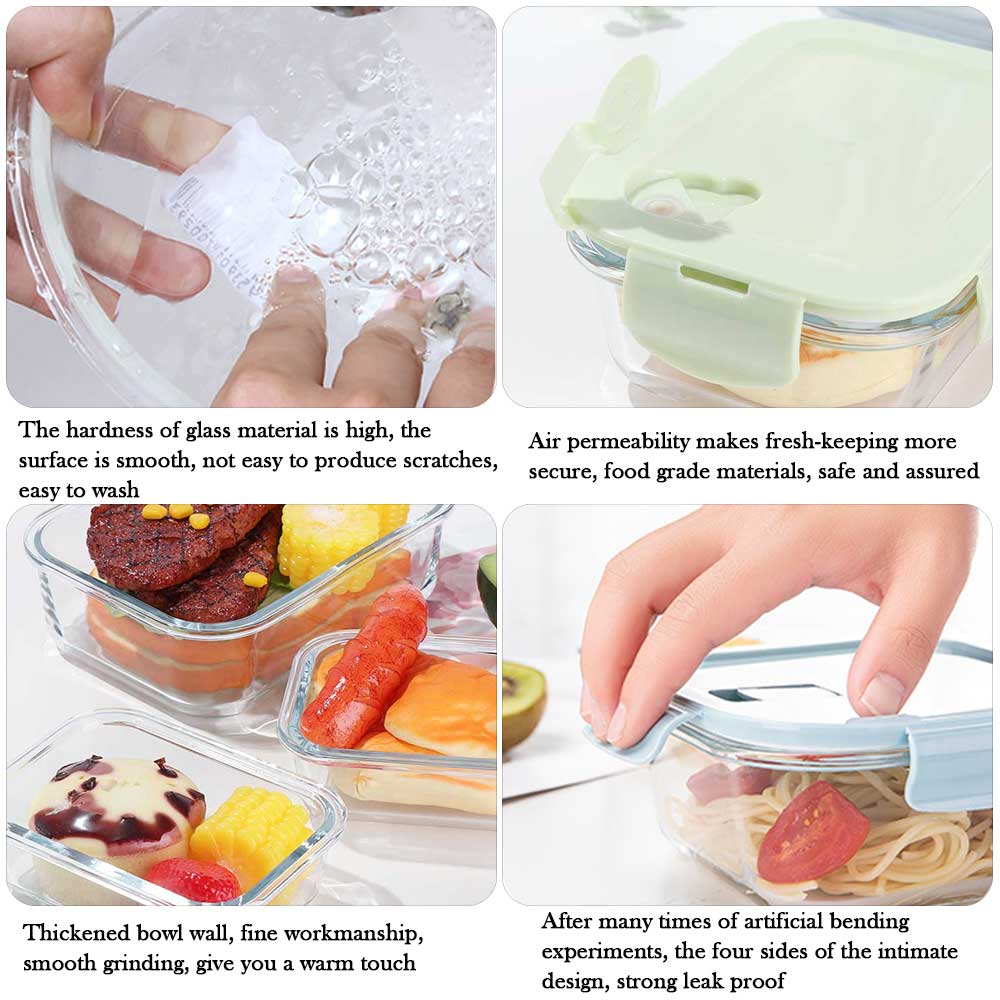1PC Borosilicate Glass Food Storage Containers Airtight Lid Container Microwave Oven Freezer Dishwasher Safe Container Lunch Box