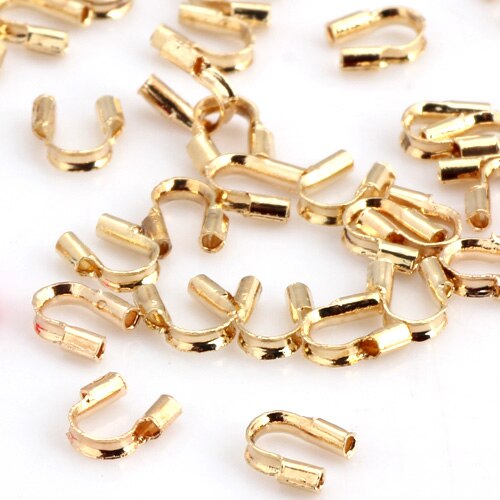 OlingArt 4MM 60pcs Plating Rhodium/Gold Copper &quot;U&quot; shaped positioning tube Crimp Various cords DIY Jewelry Making: KC Gold 60pcs U