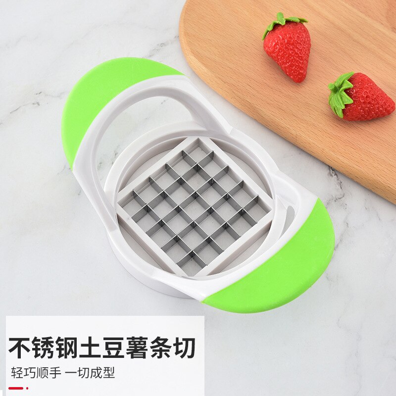French Fry Cutter Stainless Steel Blades Fried Cut Tool Short Patoto Chips Handheld French Fries Cutter Kitchen Accessories