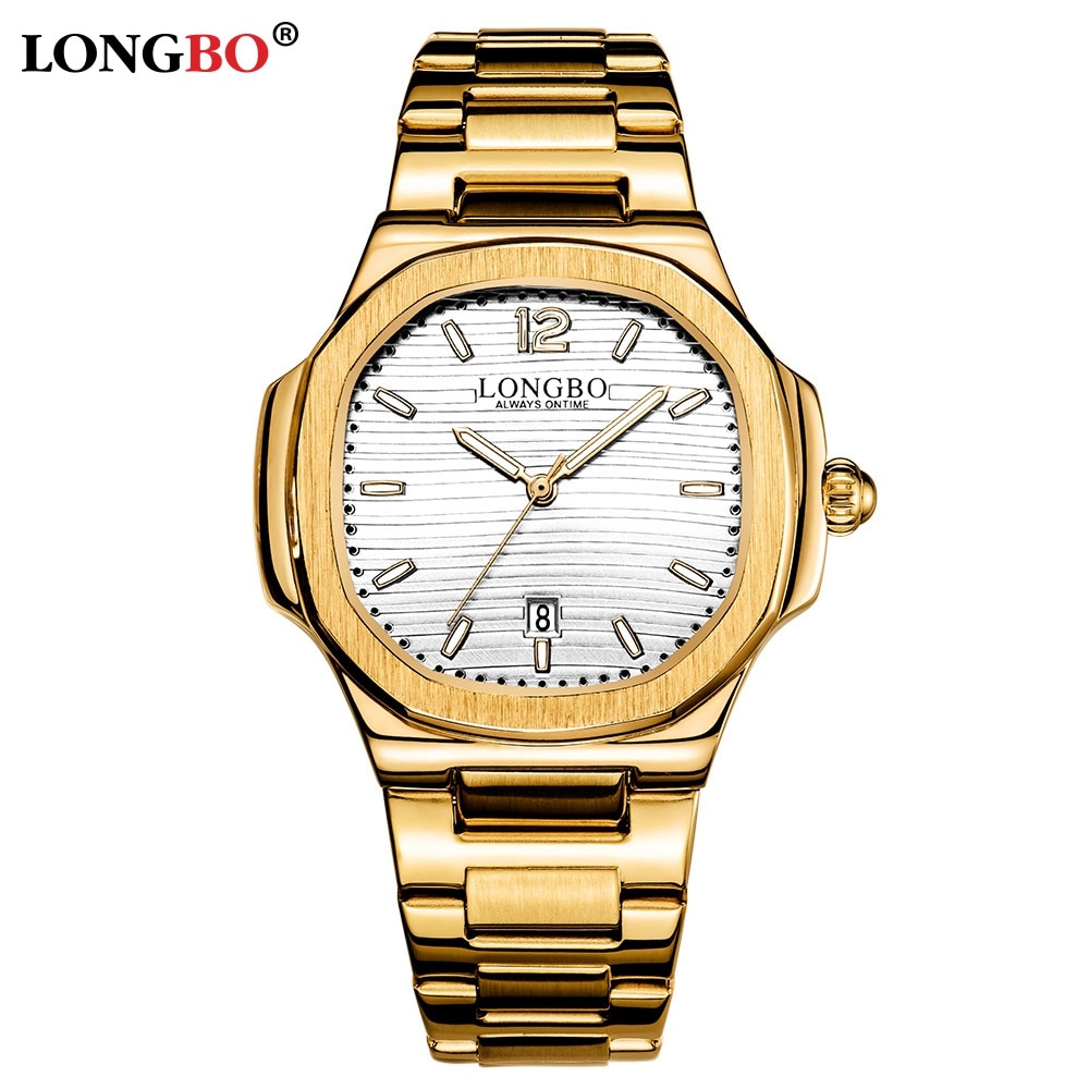 Longbo Gelegeerd Staal Mannen Horloge Chronograaf Heren Top Luxe Gouden Horloges Mannen quartz Horloge