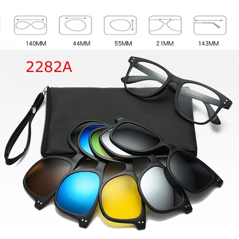 Moda optyczna ramka do okularów mężczyźni kobiety krótkowzroczność z 5 okulary przeciwsłoneczne w formie nakładki spolaryzowane okulary magnetyczne dla mężczyzn okulary RS1019: RS1019 2282A