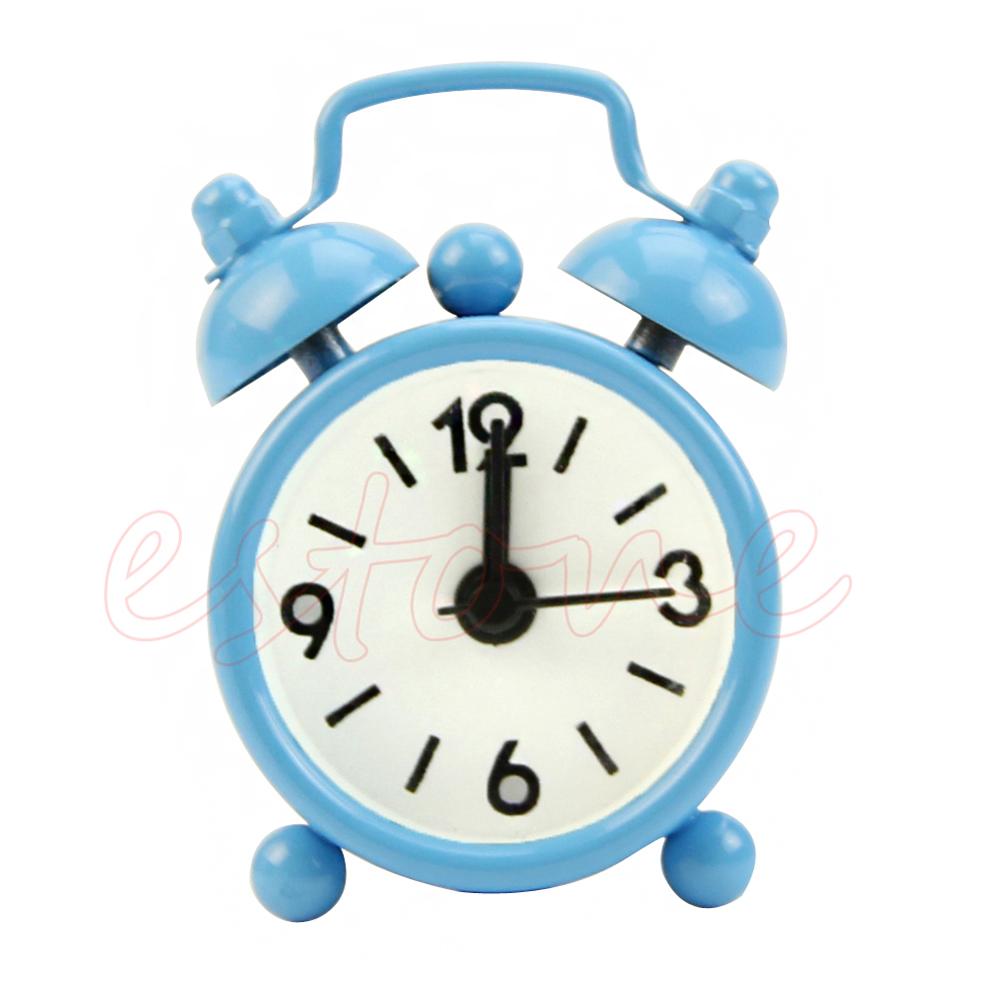 Lovely Cartoon Dial Number Round Desk Alarm Clock For Kid Home Decor: blue