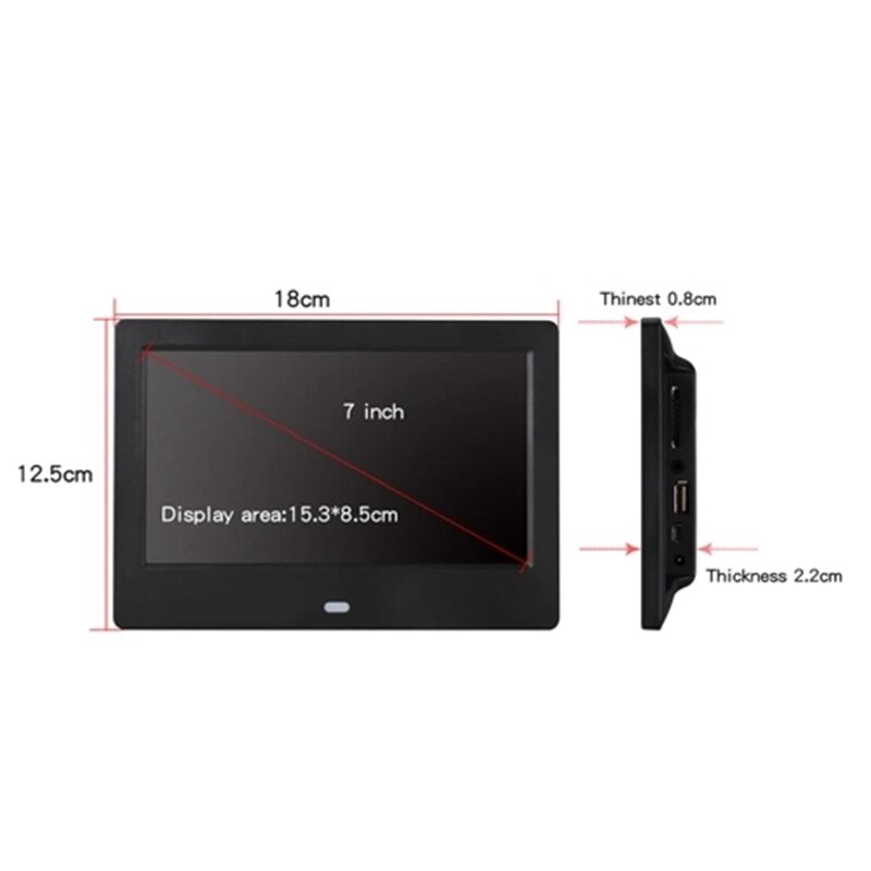SJD-703 7 Inch Leds Digitale Fotolijst 1024X600 H-D Sn Desktop Album Display Ie MP4 Video MP3 O klok Kalender Wit