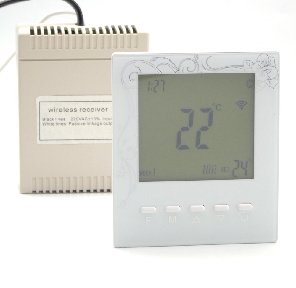 42 time bucket programmable wireless RF thermostat boiler 433mhz transmitter receiver