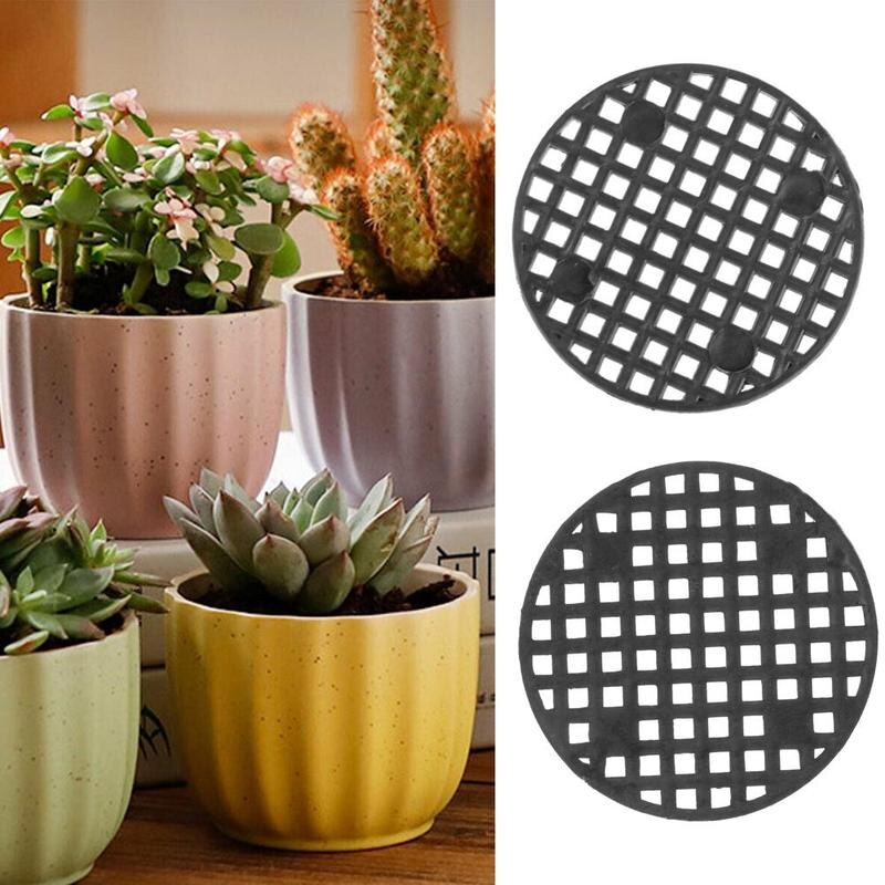 ASTER 100 stuks bloempot gat mesh pad 6,5 cm ronde pot bodem mesh netten planten drainage schermen pakking voorkomen bodemverlies, zwart