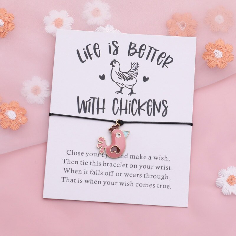 Kip Wish Armband Grappige Kip String Animal Vriendschap Armband Kip Sieraden Vrouwen Mannen Beste Vriend Interessante