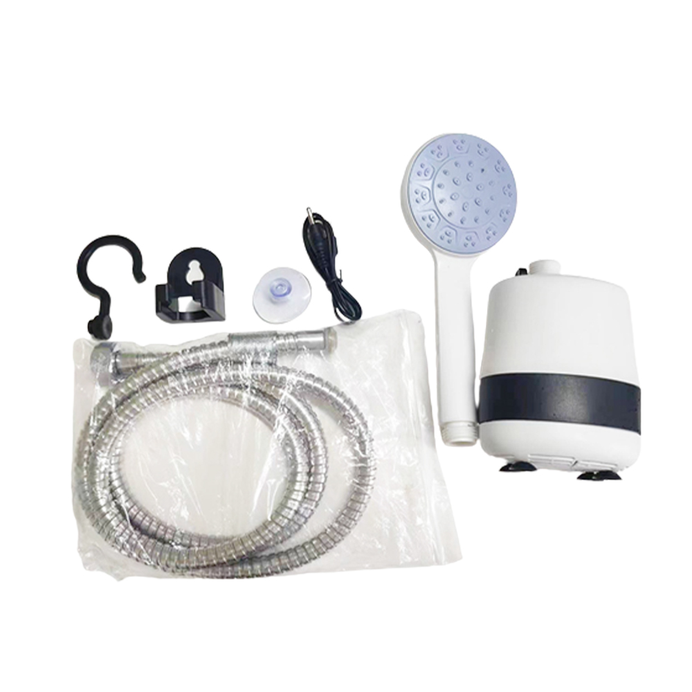 Camping Shower Outdoor Handheld Electric Shower Portable Shower Battery Powered Compact Handheld Rechargeable Camping Showerhead: Silver