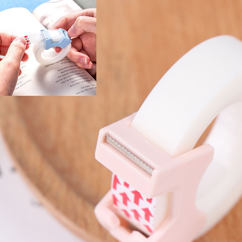 3pcs/Set 2pcs adhesive tape with 1 small tape cutting tool writable Invisible tape protable tape cutting dispenser stationery