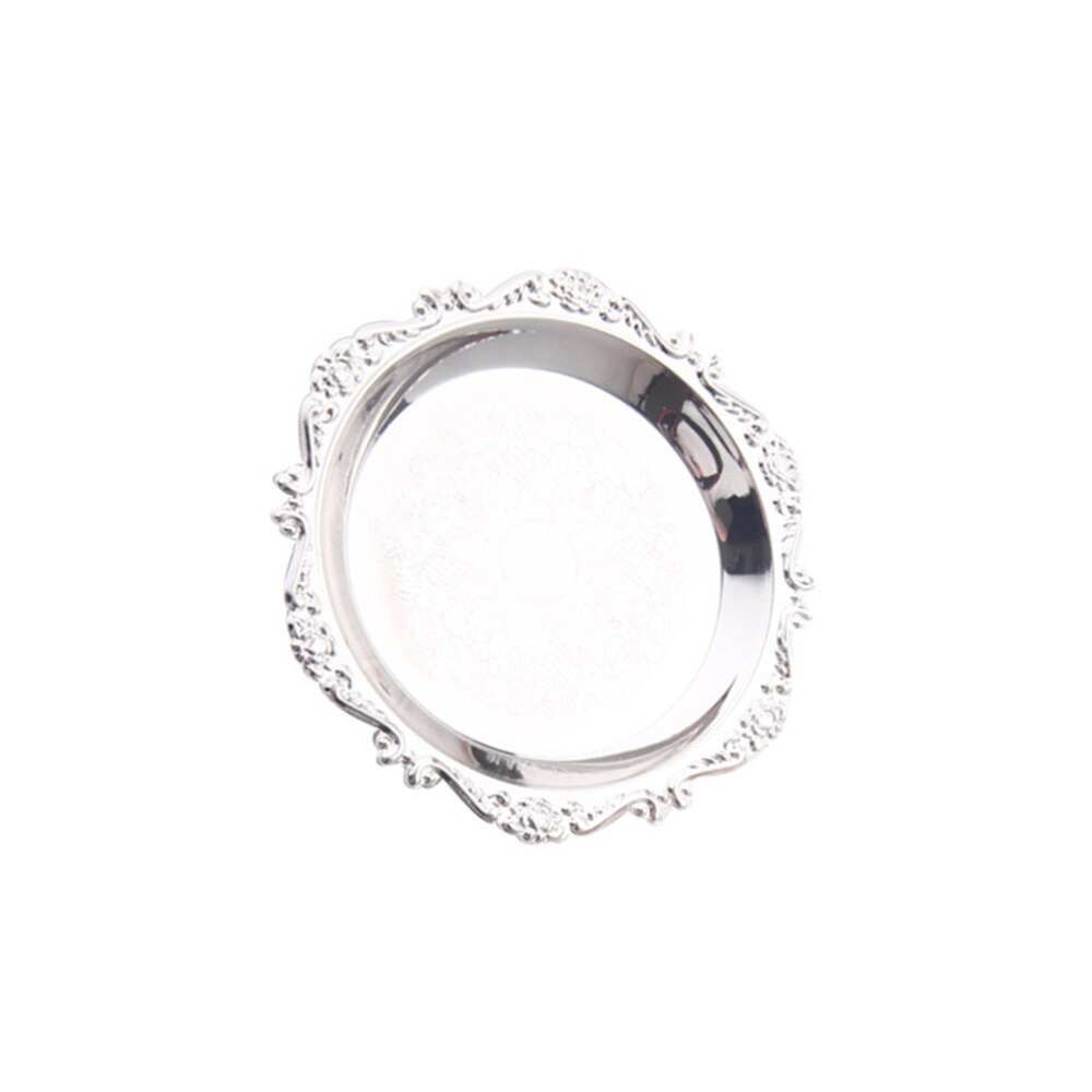 Delicate Fruit Platter Dessert Plate Cake Dish Snacks Tray Decorative Tableware for Wedding Party Home (Golden): Silver