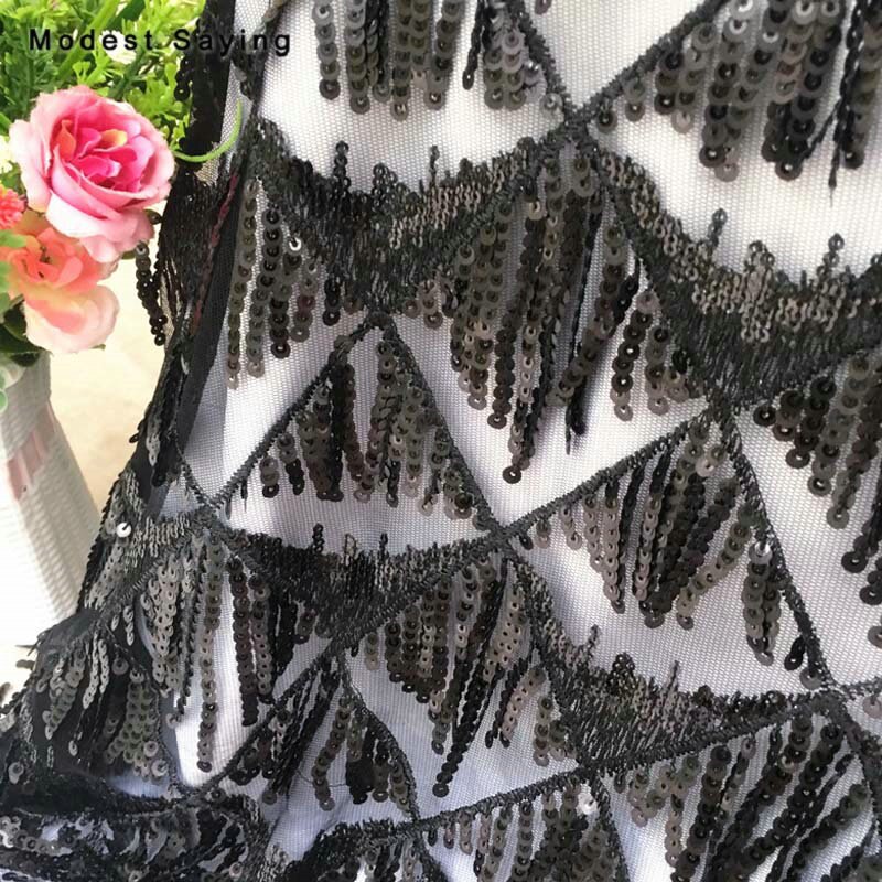 Rosa glitter broderade fjäll paljetter tofs tyg för aftonklänningar pyssel pärlor paljetter tyg paillett mesh dekoration