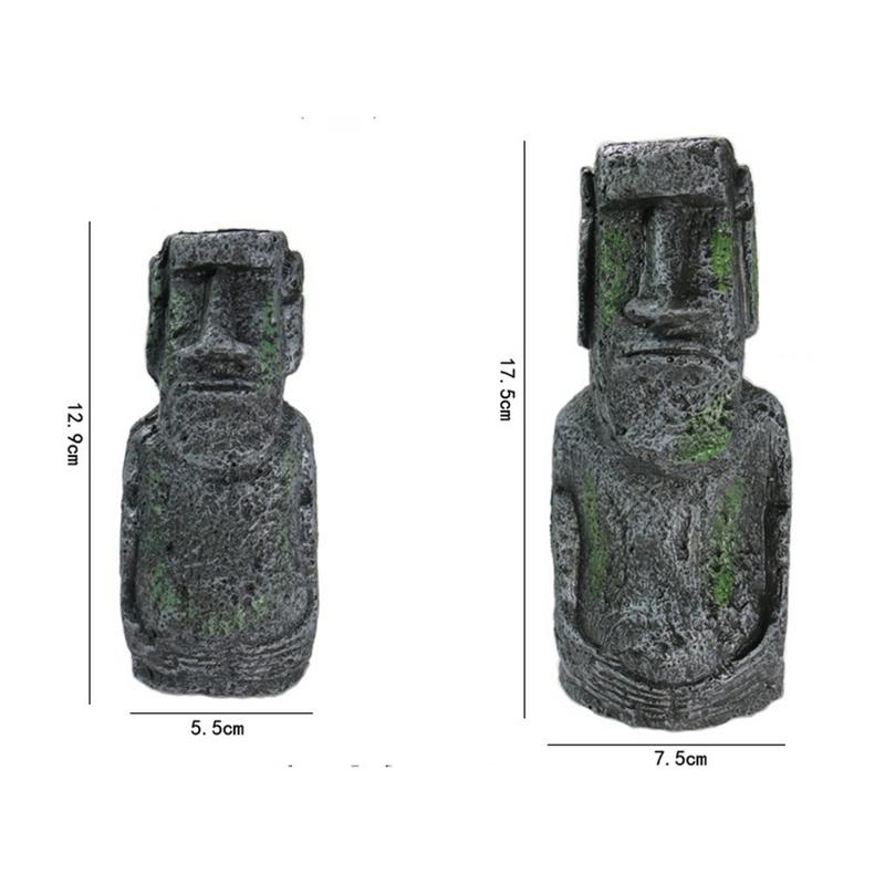 Aquarium Reptile Decoration Easter Island Stone Statue Resin Landscaping Crafts Antique Roman Portrait Fish Tank Decoration