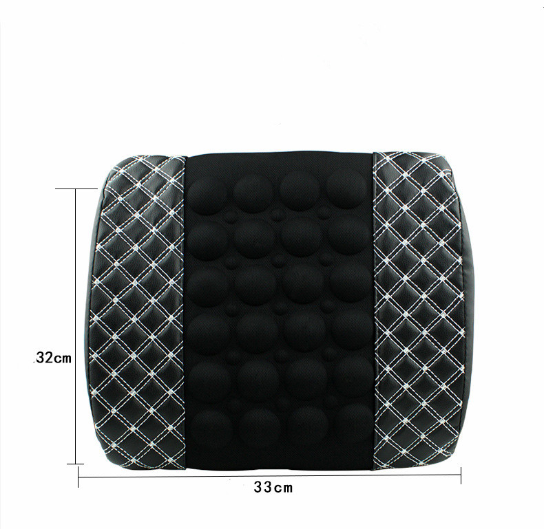 12V Car Massage Lumbar Cushion Car Electric Massage Cushion lumbar Massage Car Seat Back Cushion Waist support: white