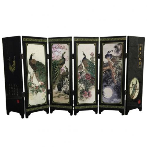 De Madera de 6-Panel Pavo Real pantalla divisoria de sala de partición plegables escritorio DecorFeatures Pavo Real bonito patrón lindo clásico: Default Title