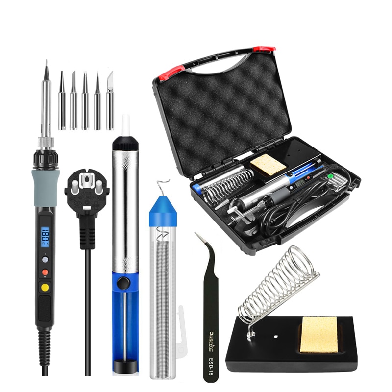 80w 110v 220v justerbar temperatur elektrisk lödkolv kit svetslödning omarbetning station värme penna reparation verktyg set