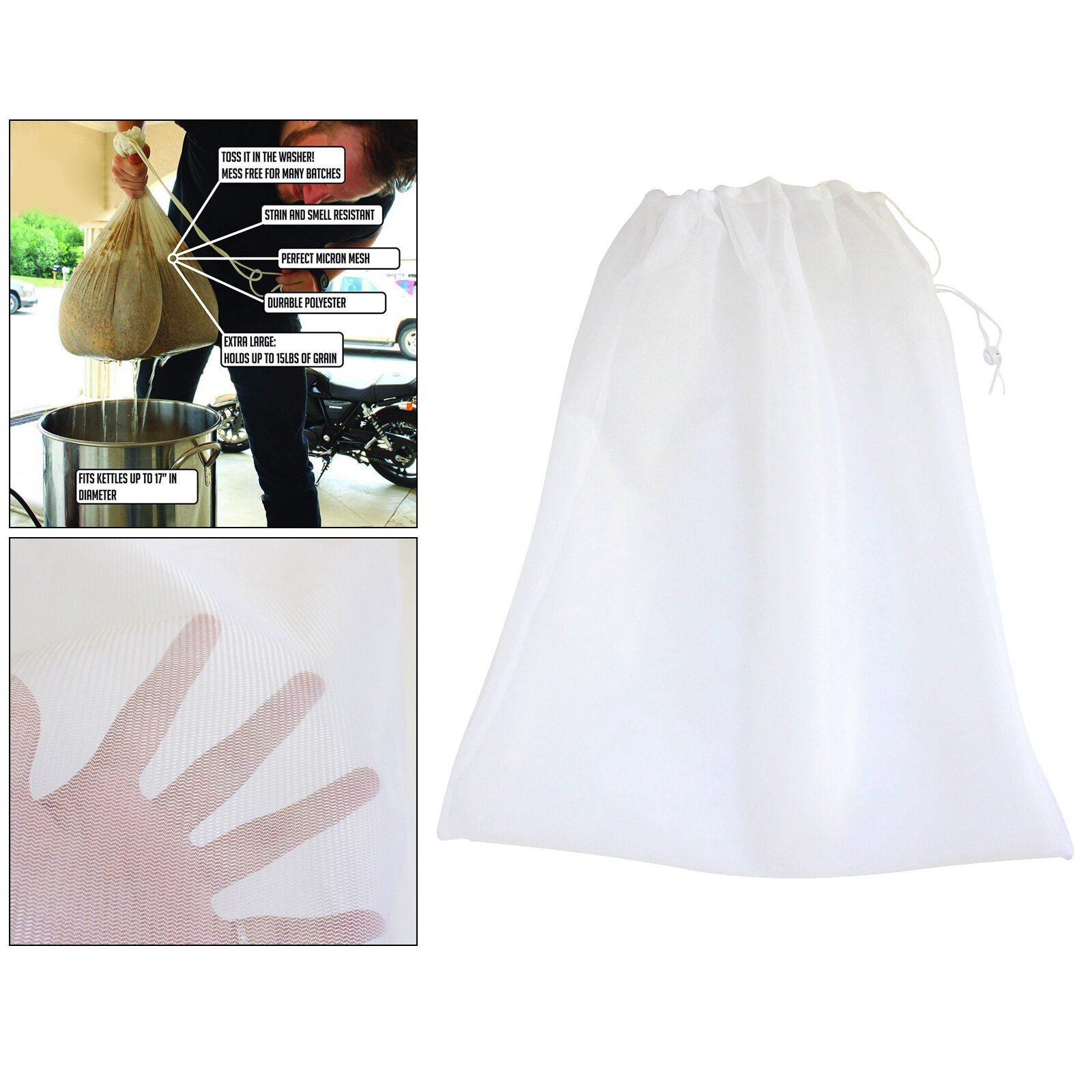 Mesh Filter Net Nut Coffee Milk Tea Fruit Juice Wine Mesh Strain Bag White