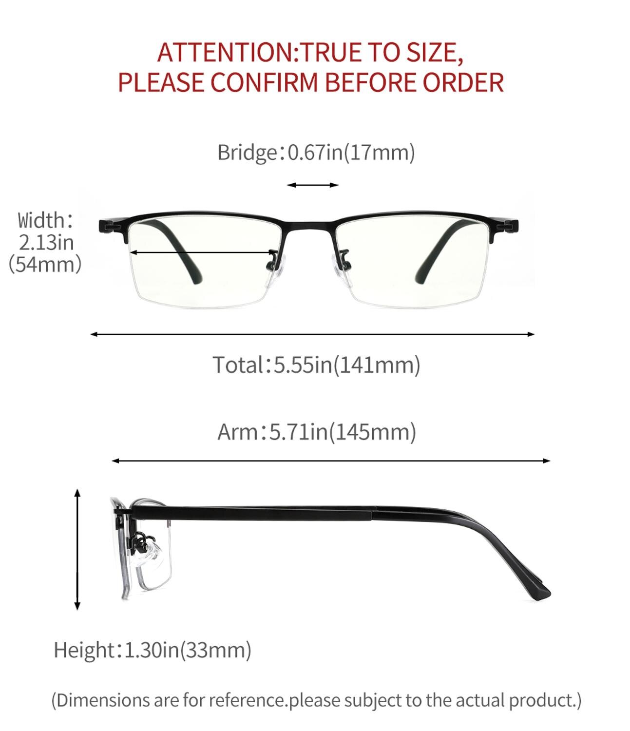 Cyxus Anti Blue Light Computer Glasses for Eye Strain Relief Half Rectangle Lightweight Frame for Mens Women Eyewear 8003