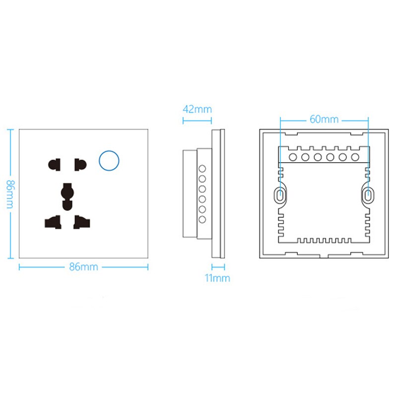ASEER UK Standard WIFI Socket 5 pin Universal WIFI wall socket 15A, Crystal tempered glass panel Socket,compatible google,alexa