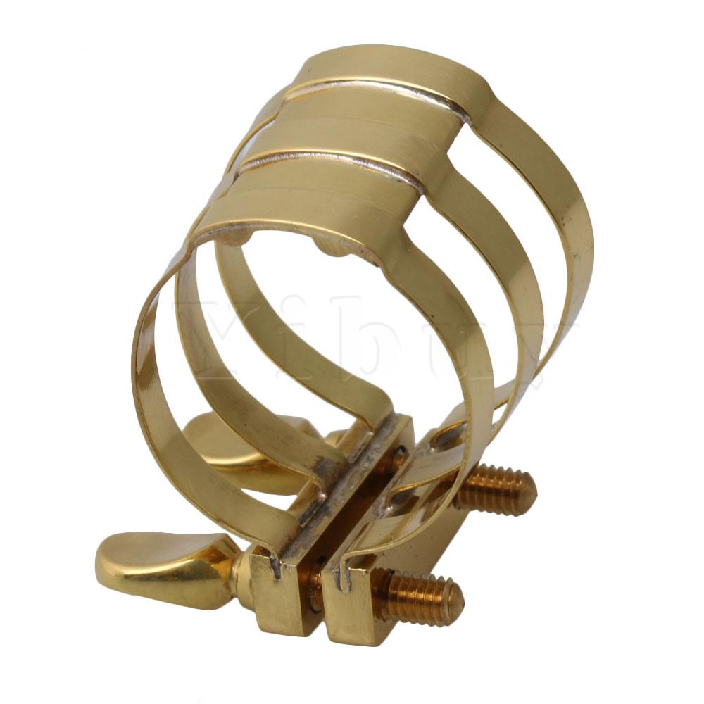 Yibuy 1x złoty mosiądz E płaskim saksofon altowy saksofon ligatura podwójna śruba na saksofon altowy