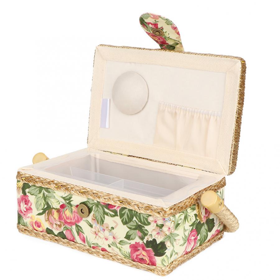 Household Fabric Craft Handmade Sewing Basket Thread Needle Storage Box Organizer Hanging Basket Sewing Accessories