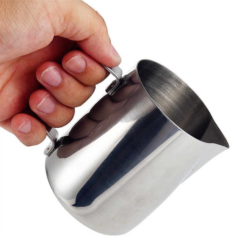 Milk Jug 350Ml/12 Fl.Oz, 304 Stainless Steel Milk Pitcher, Milk Frothing Jug For Making Coffee Cappuccino