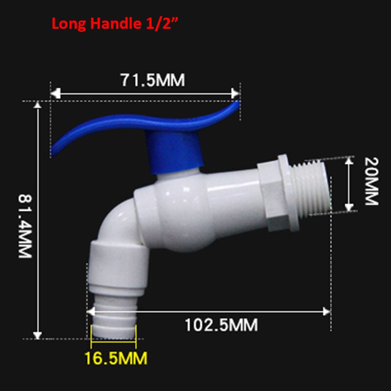 PVC Pipe Fitting - 1/2" 3/4" Faucet Kitchen Garden Washbasin bathroom Washing Machine Plastic Threaded Tap Plumbing Accessories: 1I2 In Long-Handle