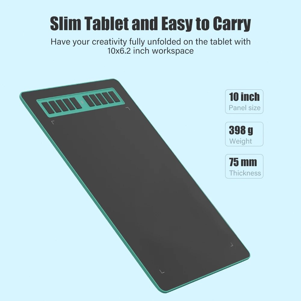 Tableta gráfica P3 de 10x6 pulgadas para escribir y dibujar, bolígrafo Digital sin batería, nivel Osu 8192, para Android, PC, Windows y macOS