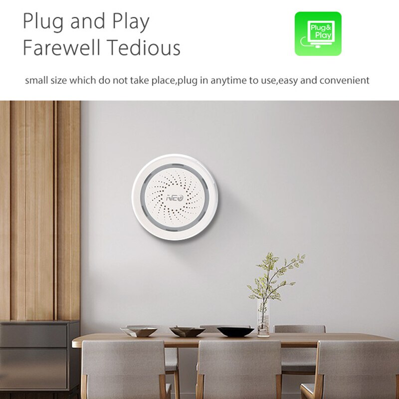 Alarma WiFi Control remoto 100Db sonido sirena trabajo con Echo Alexa Google Home IFTTT para la oficina del Hotel en casa