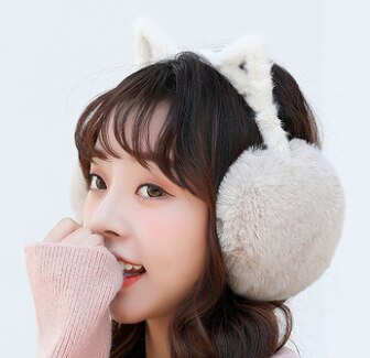 Earmuffs quente feminino adorável inverno gato orelha earflap muitos escolha de cor: Bege