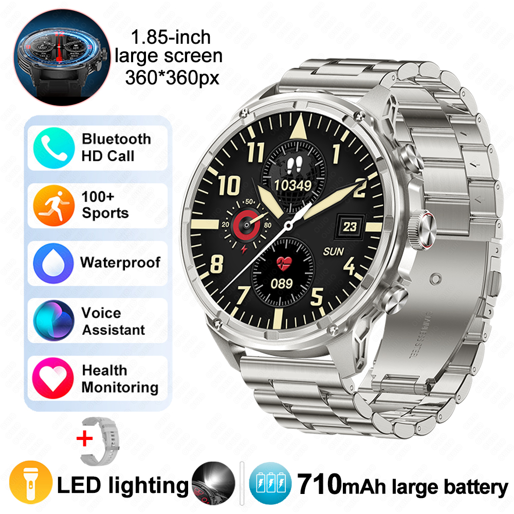 2025 1.85 polegadas ultra hd relógio inteligente 710 mah bateria grande nfc detecção bluetooth chamada esportes fitness smartwatch para huawei xiaomi: YELLOW