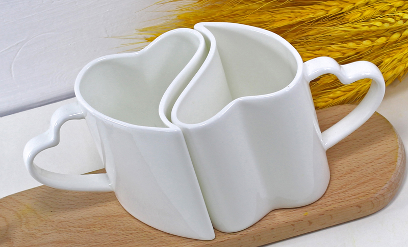 300ml, 2 stk/parti, termokop, der elsker porcelæn, nye espressokopper, hjerteformet krus, bryllup, hvid porcelænskop